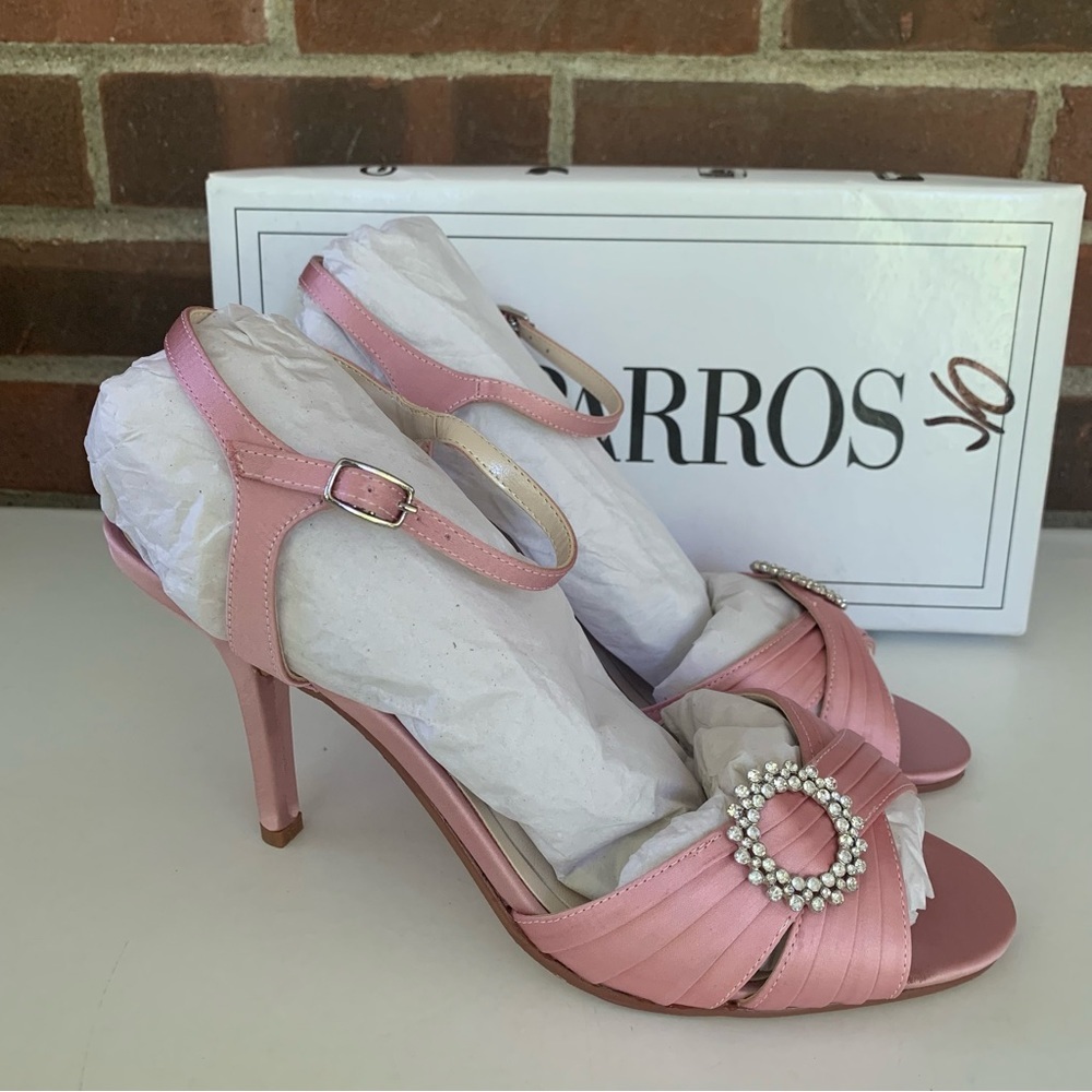 Caparros Womens Pizzle Ankle Strap Pink Satin Heeled Sandals US 8.5 M NEW